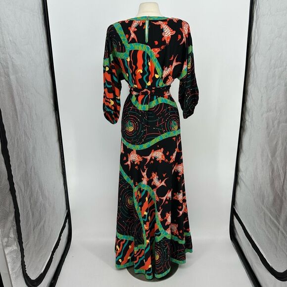Vintage Black and Orange Maxi Dress - Picture 14 of 16